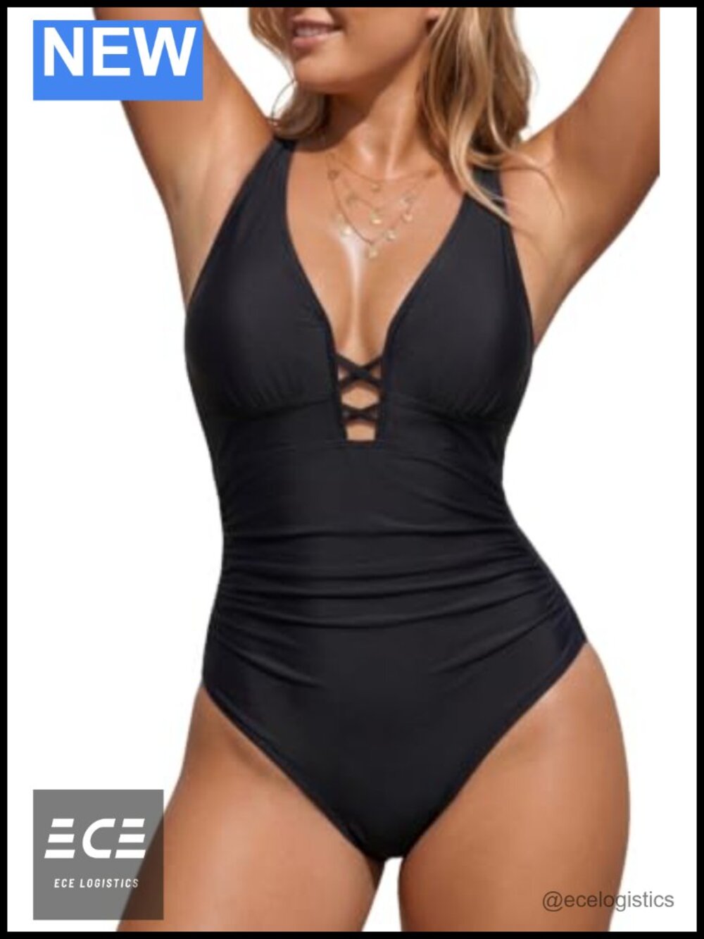 Plus Size One Piece Swimsuit Tummy Control Bathing Suit Lace Up